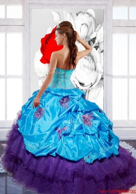 New Style Sweetheart Ruffles Quinceanera Dresses with Appliques and Pick Ups