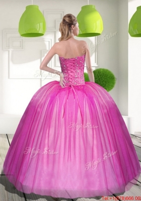 2015 Designer Beading Sweetheart Ball Gown Quinceanera Dresses