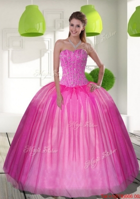 2015 Designer Beading Sweetheart Ball Gown Quinceanera Dresses