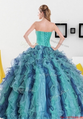 2015 Fashionable Sweetheart Quinceanera Dresses with Appliques and Ruffles