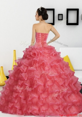 2015 New Style Sweetheart Quinceanera Dresses with Appliques and Ruffled Layers