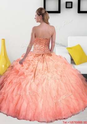 2015 Remarkable Beading and Ruffles Sweetheart Quinceanera Dresses