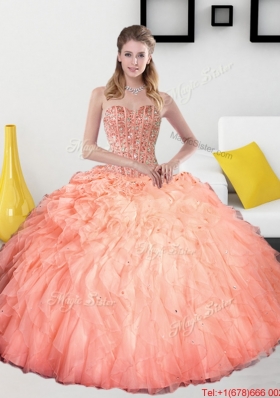 2015 Remarkable Beading and Ruffles Sweetheart Quinceanera Dresses