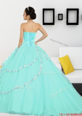 2015 The Super Hot Beading Sweetheart Quinceanera Dresses in Apple Green