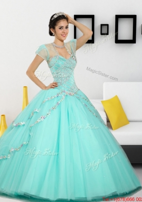 2015 The Super Hot Beading Sweetheart Quinceanera Dresses in Apple Green