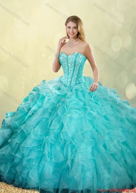 2016 Elegant Sweetheart Beading Quinceanera Dresses in Turquoise