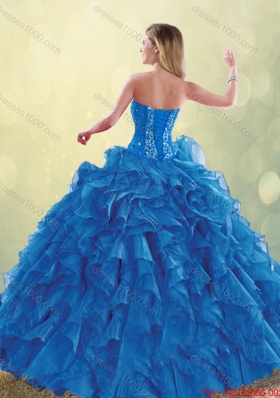 Elegant Beading Sweetheart Detachable Quinceanera Dresses in Blue