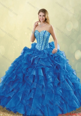 Elegant Beading Sweetheart Detachable Quinceanera Dresses in Blue