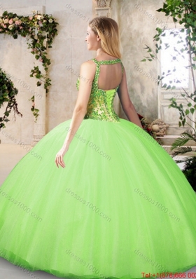 Elegant Straps Beading Quinceanera Gowns with Appliques