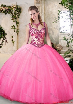 Elegant Straps Beading Quinceanera Gowns with Appliques