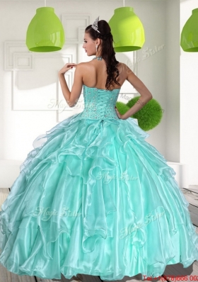 Latest Ball Gown Sweetheart Appliques and Beading Sweet Fifteen Dresses