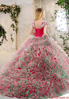 Latest Brush Train 2016 Quinceanera Gowns in Multi Color