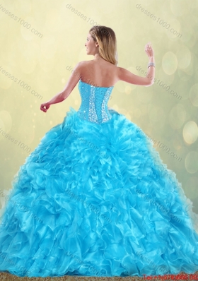 Luxurious Aqua Blue Detachable Quinceanera Dresses with Beading