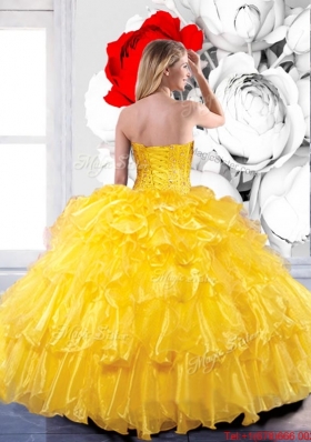 Most Popular Sweetheart 2015 Quinceanera Dresses with Beading and Ruffled Layers