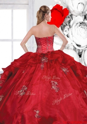 Most Popular Sweetheart Beading and Ruffles Quinceanera Gown with Appliques