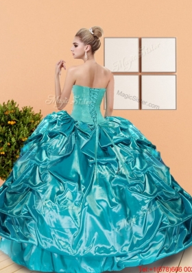 New Stylel Sweetheart Teal Quinceanera Dresses with Beading and Pick Ups