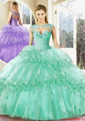 Popular Turquoise Sweetheart Quinceanera Dresses with Beading