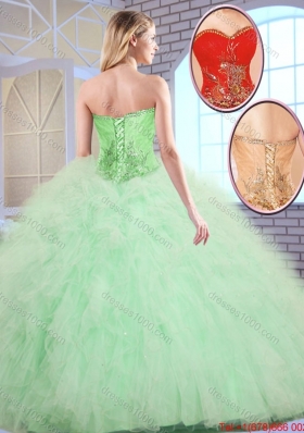 2015 Fall Beautiful Red Quinceanera Dresses with Appliques and Ruffles