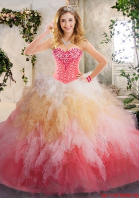 2016 Beautiful Beading and Ruffles Quinceanera Gowns in Multi Color