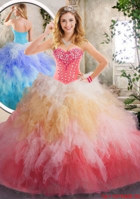 2016 Beautiful Beading and Ruffles Quinceanera Gowns in Multi Color