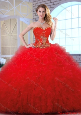 2016 Cheap Appliques and Ruffles Quinceanera Gowns with Sweetheart