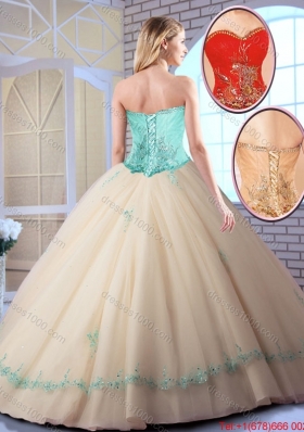 2016 Fall Cheap Appliques Sweetheart Quinceanera Gowns in Red