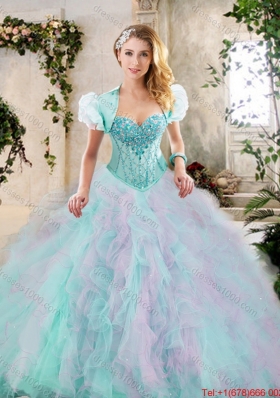 2016 Perfect Multi Color Sweet 16 Dresses with Beading and Ruffles