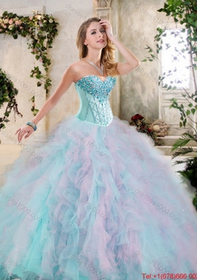 2016 Perfect Multi Color Sweet 16 Dresses with Beading and Ruffles