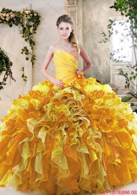 Beautiful Beading and Ruffles Quinceanera Dresses in Multi Color for 2016