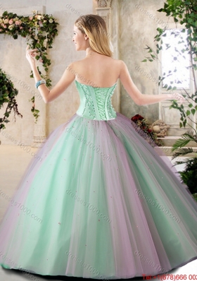 Cheap Beading Quinceanera Dresses in Apple Green