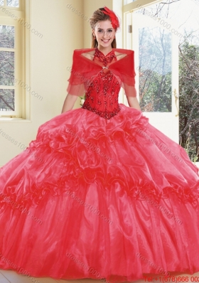 Elegant Halter Top Quinceanera Dresses with Appliques and Ruffles