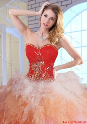Fashionable Luxurious Appliques and Ruffles Quinceanera Dresses in Multi Color