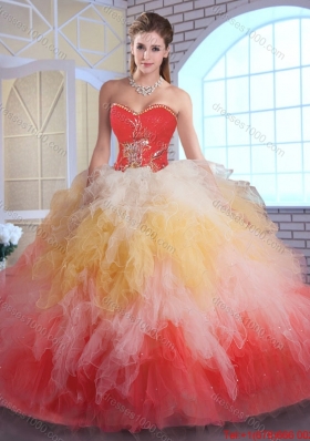 Fashionable Luxurious Appliques and Ruffles Quinceanera Dresses in Multi Color