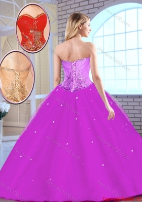 Hot Sale Appliques Fuchsia Quinceanera Dresses with Sweetheart