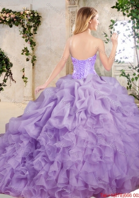 Latest Sweetheart Appliques Quinceanera Dresses with Brush Train