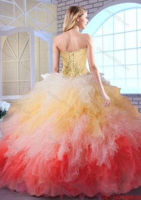 Latest Winter Appliques and Ruffles Quinceanera Dresses in Multi Color