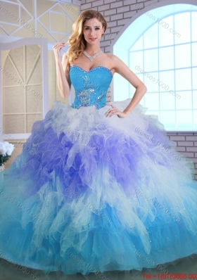 Latest Winter Appliques and Ruffles Quinceanera Dresses in Multi Color