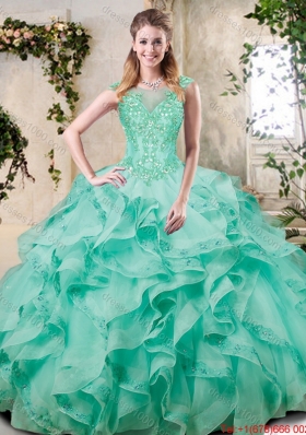 New Appliques and Ruffles Sweet 16 Dresses in Turquois