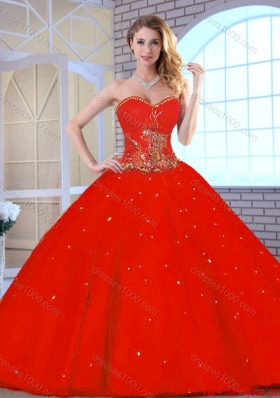 New Arrivals Red Sweetheart Quinceanera Gowns with Beading