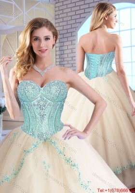 2015 Fall Elegant Sweetheart Quinceanera Dresses with Appliques and Sequins