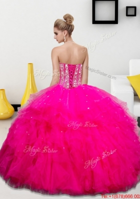 2015 Spring Pretty Beading and Ruffles Sweetheart Quinceanera Dresses