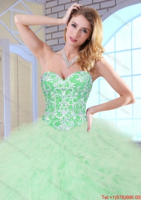 2016 Popular Ball Gown Sweet 16 Dresses with Beading and Ruffles