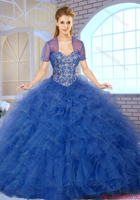 2016 Popular Ball Gown Sweet 16 Dresses with Beading and Ruffles