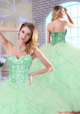 2016 Spring Cheap Beading and Ruffles Apple Green Quinceanera Dresses