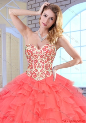 2016 Spring Gorgeous Beading and Ruffles Quinceanera Gowns with Sweetheart