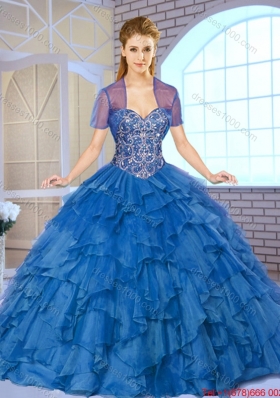 2016 Spring Gorgeous Beading and Ruffles Quinceanera Gowns with Sweetheart