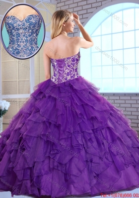 2016 Spring Gorgeous Beading and Ruffles Quinceanera Gowns with Sweetheart