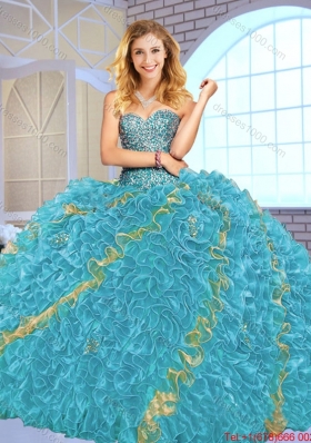 2016 Spring Popular Beading Scoop Quinceanera Gowns with Zipper Up