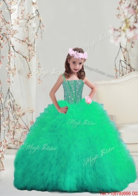 2016 Spring Pretty Sweetheart Beaded and Ruffles Detachable Quinceanera Dresses in Green