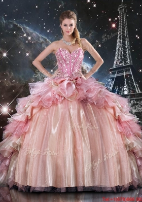 2016 Summer Beautiful Ball Gown Beaded Tulle Detachable Sweet 16 Dresses with Belt